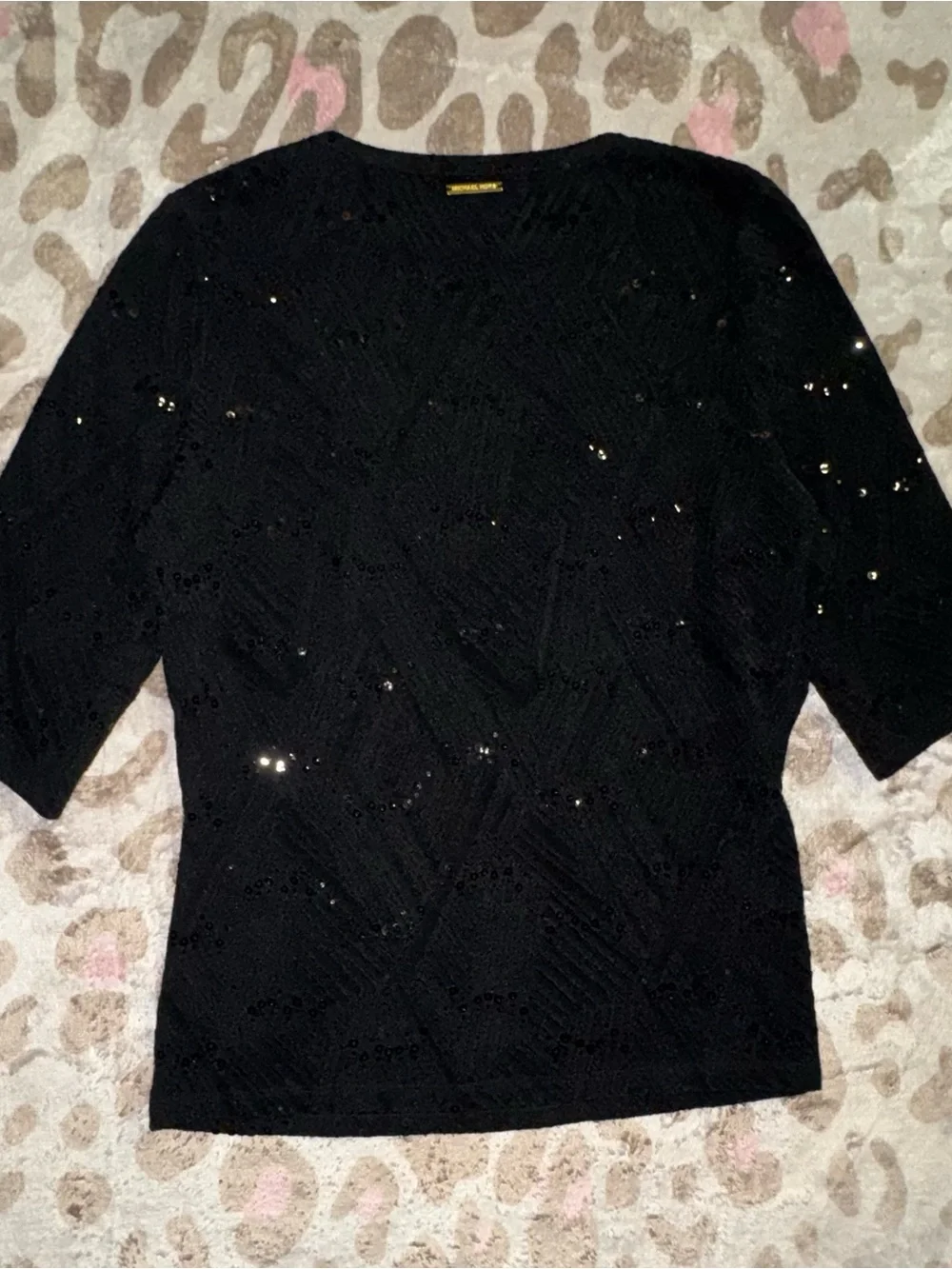 Michael Kors Black Embellished Knit Top